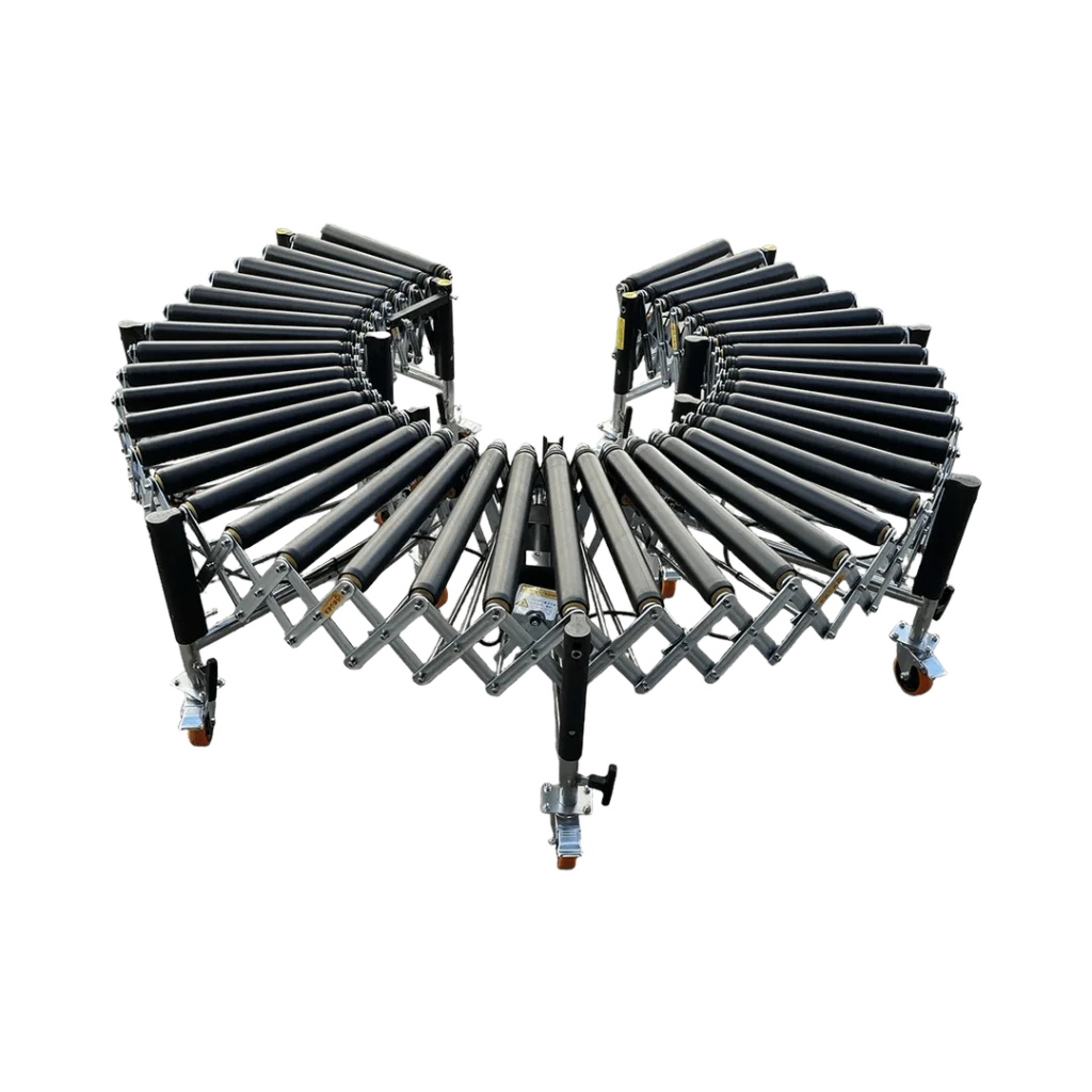 Rubber-coated powered roller conveyor for cargo transfer